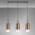 Angela Linear 3 Light Pendant E27 With 16cm Cylinder Glass, Brass Gold/Clear Brass Gold/Matt Black additional 2