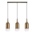 Angela Linear 3 Light Pendant E27 With 16cm Cylinder Glass, Brass Gold/Clear Brass Gold/Matt Black additional 4