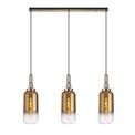 Angela Linear 3 Light Pendant E27 With 16cm Cylinder Glass, Brass Gold/Clear Brass Gold/Matt Black additional 3