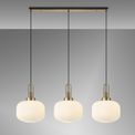 Angela Linear 3 Light Pendant E27, Brass Gold/Matt Black With 30cm Pumpkin Shaped Ribbed Opal Glass additional 1