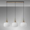 Angela Linear 3 Light Pendant E27, Brass Gold/Matt Black With 30cm Pumpkin Shaped Ribbed Opal Glass additional 4