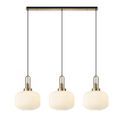 Angela Linear 3 Light Pendant E27, Brass Gold/Matt Black With 30cm Pumpkin Shaped Ribbed Opal Glass additional 2