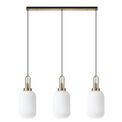 Angela Linear 3 Light Pendant E27 With 20cm Tubular Ribbed Glass, Opal Brass Gold/Matt Black additional 4