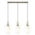 Angela Linear 3 Light Pendant E27 With 20cm Tubular Ribbed Glass, Opal Brass Gold/Matt Black additional 3