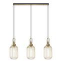 Angela Linear 3 Light Pendant E27 With 20cm Tubular Ribbed Glass, Clear Brass Gold/Matt Black additional 3