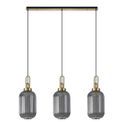 Angela Linear 3 Light Pendant E27 With 20cm Tubular Ribbed Glass, Smoked Brass Gold/Matt Black additional 4