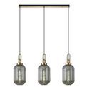 Angela Linear 3 Light Pendant E27 With 20cm Tubular Ribbed Glass, Smoked Brass Gold/Matt Black additional 3