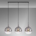 Angela Linear 3 Light Pendant E27 With 30cm Globe Glass, Smoked/Clear Black Chrome/Matt Black additional 1