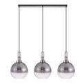 Angela Linear 3 Light Pendant E27 With 30cm Globe Glass, Smoked/Clear Black Chrome/Matt Black additional 4