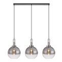 Angela Linear 3 Light Pendant E27 With 30cm Globe Glass, Smoked/Clear Black Chrome/Matt Black additional 3
