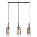 Angela Linear 3 Light Pendant E27 With 16cm Cylinder Glass, Smoked/Clear Black Chrome/Matt Black additional 3