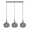 Angela Linear 3 Light Pendant E27, Black Chrome/Matt Black With 30cm Pumpkin Shaped Ribbed Smoked Glass additional 3