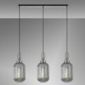 Angela Linear 3 Light Pendant E27 With 20cm Tubular Ribbed Glass, Smoked Black Chrome/Matt Black additional 1