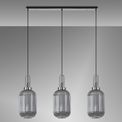 Angela Linear 3 Light Pendant E27 With 20cm Tubular Ribbed Glass, Smoked Black Chrome/Matt Black additional 2