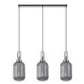 Angela Linear 3 Light Pendant E27 With 20cm Tubular Ribbed Glass, Smoked Black Chrome/Matt Black additional 4