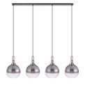 Angela Linear 4 Light Pendant E27 With 30cm Globe Glass, Smoked/Clear Polished Nickel/Matt Black additional 4