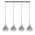 Angela Linear 4 Light Pendant E27 With 30cm Globe Glass, Smoked/Clear Polished Nickel/Matt Black additional 3