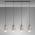 Angela Linear 4 Light Pendant E27 With 16cm Cylinder Glass, Smoked/Clear Polished Nickel/Matt Black additional 1