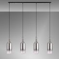 Angela Linear 4 Light Pendant E27 With 16cm Cylinder Glass, Smoked/Clear Polished Nickel/Matt Black additional 2