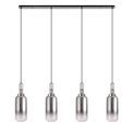 Angela Linear 4 Light Pendant E27 With 16cm Cylinder Glass, Smoked/Clear Polished Nickel/Matt Black additional 4
