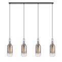 Angela Linear 4 Light Pendant E27 With 16cm Cylinder Glass, Smoked/Clear Polished Nickel/Matt Black additional 3