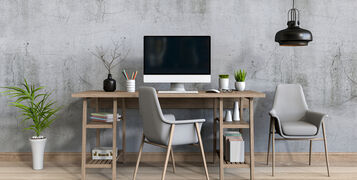 3d,Render,Of,Interior,Modern,Living,Room,Workspace,With,Desk