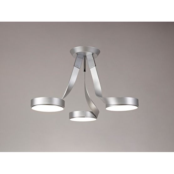 Clara 3 Light Semi Ceiling, 3 x 12W LED, 3000K, 2880lm, Silver/Polished Chrome,