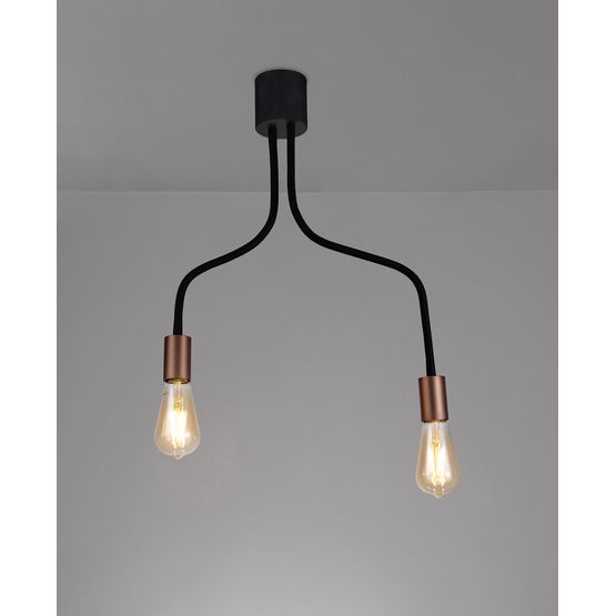 Grace Flexible Ceiling 2 Light E27, Satin Black/Brushed Copper