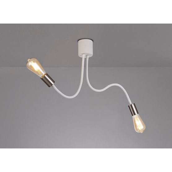 Grace Flexible E27 Ceiling 2 Light Satin White/Satin Nickel