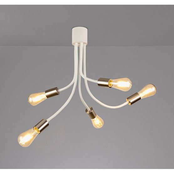 Grace Flexible 5 Light Ceiling Light in Satin White/Satin Nickel