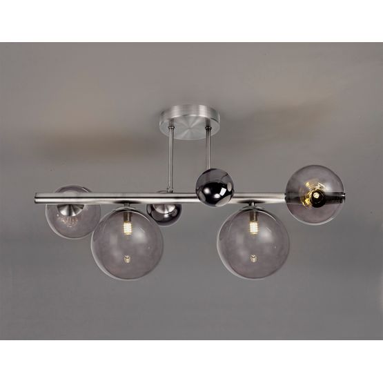 Rylee Semi-Flush Ceiling Light, 4 x G9, Polished Chrome, Smoked Glass