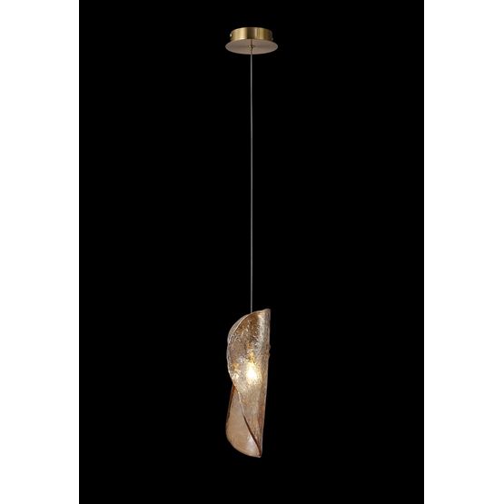 Tianna Pendant 2m, 1 x G9, Brass/Polished Chrome &amp; Cognac Glass