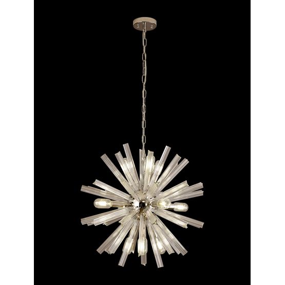 Claire 10 Light E14, Round Pendant Polished Nickel / Clear Glass
