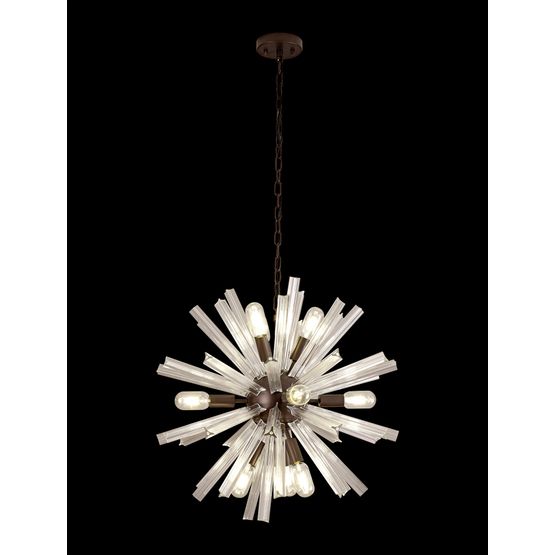 Claire 10 Light E14, Round Pendant Brown Oxide / Clear Glass