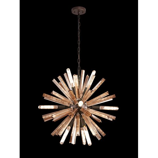 Claire 10 Light E14, Round Pendant Brown Oxide / Champagne Gold Glass