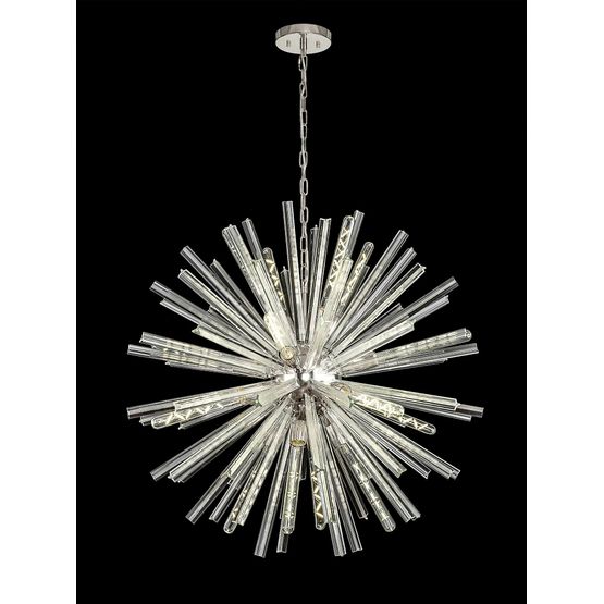 Claire 16 Light E27, Round Pendant Polished Nickel / Clear Glass