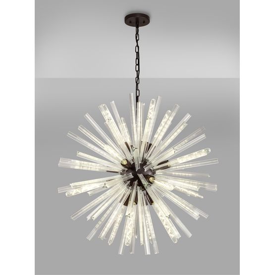 Claire 16 Light E27, Round Pendant Brown Oxide / Clear Glass