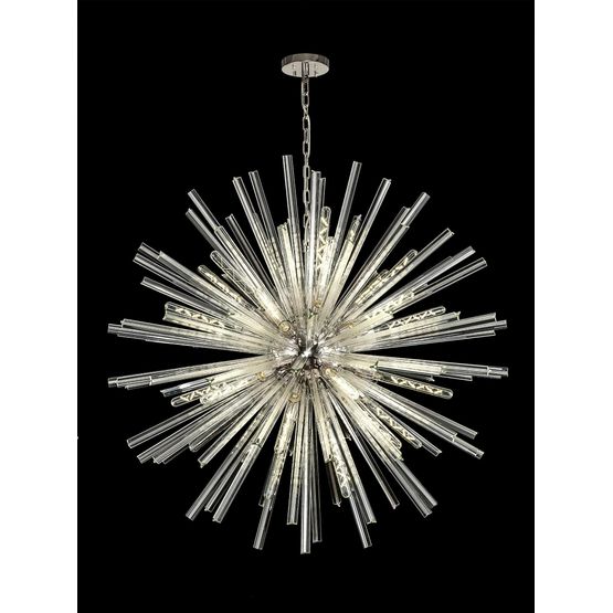 Claire 32 Light E27, Polished Nickel / Clear Glass Round Pendant Light