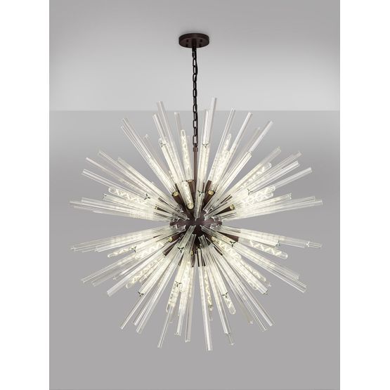 Claire 32 Light E27, Round Pendant Brown Oxide / Clear Glass