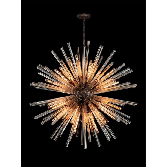 Claire 32 Light E27, Round Pendant Brown Oxide / Champagne Glass