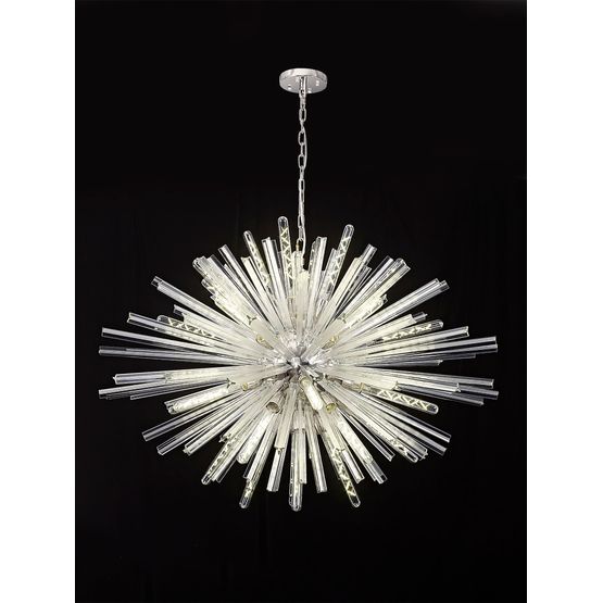 Claire 32 Light E27, Oval Pendant Polished Nickel / Clear Glass
