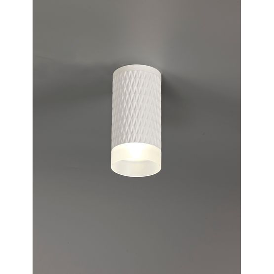 Sienna 1 Light 11cm Surface Mounted Ceiling GU10, Sand White/Acrylic Ring