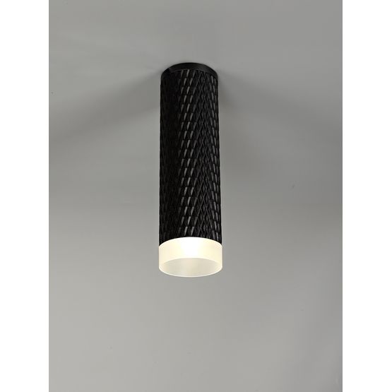 Sienna 1 Light 20cm Surface Mounted Ceiling GU10, Sand Black/Acrylic Ring