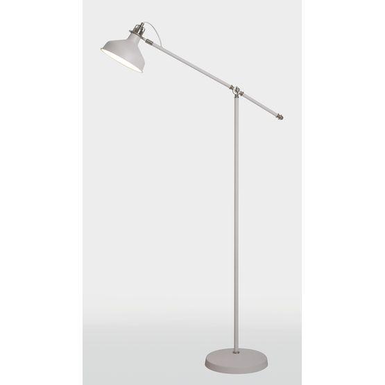 Bronx Adjustable Floor Lamp, 1 x E27, Sand White/Satin Nickel/White
