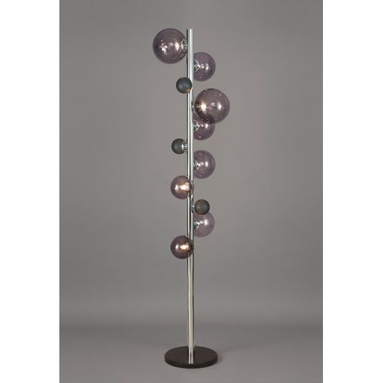 Rylee Floor Lamp, 8 x G9, Polished Chrome/Smoked Glass
