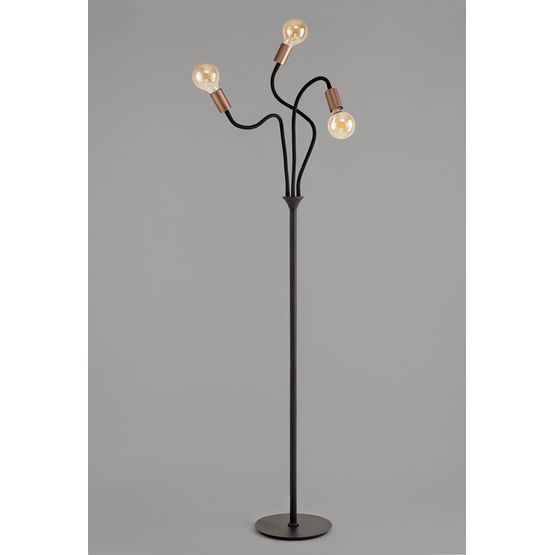 Grace Flexible Floor Lamp, 3 Light E27, Satin Black/Brushed Copper