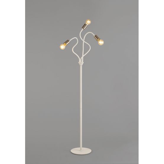 Grace Flexible Floor Lamp, 3 Light E27 Satin White/Satin Nickel