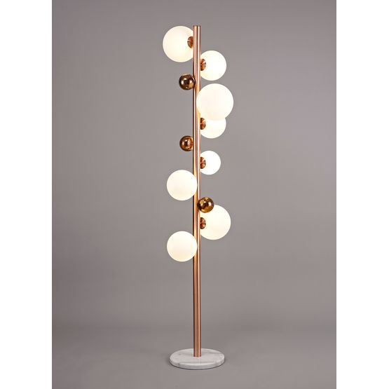 Rylee Floor Lamp, 8 x G9, Antique Copper/Opal &amp; Copper Glass