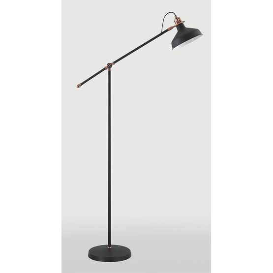 Bronx Adjustable Floor Lamp, 1 x E27, Graphite/Copper/White