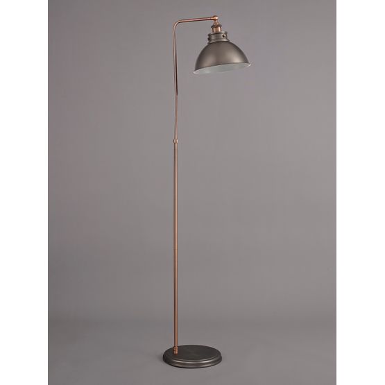Cornelia Adjustable Floor Lamp, 1 x E27, Antique Silver/Copper/White